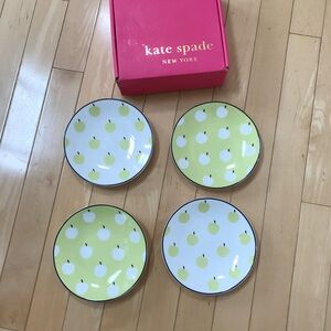 Kate Spade Wickford Orchard Apple Pattern Appetizer Tidbit Plates - NIB